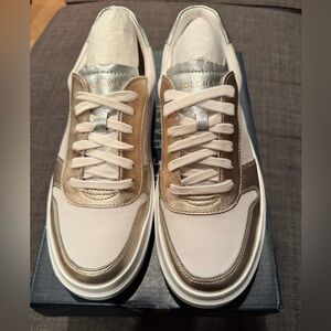 NIB Cole Haan Women's Metallic Silver, Gold, Rose gold  & White Sneakers size 9